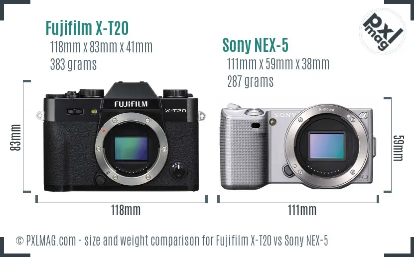 Fujifilm X-T20 vs Sony NEX-5 size comparison Fujifilm X-T20 vs Sony NEX-5 size comparison