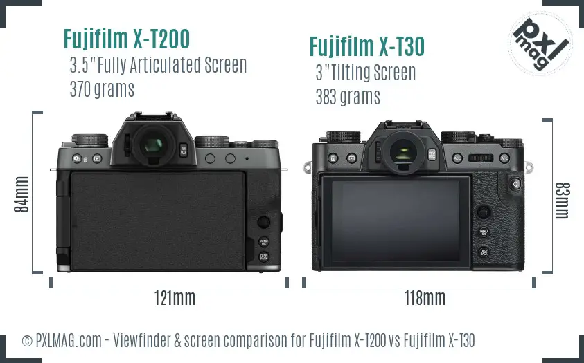 Fujifilm X-T200 vs Fujifilm X-T30 Screen and Viewfinder comparison