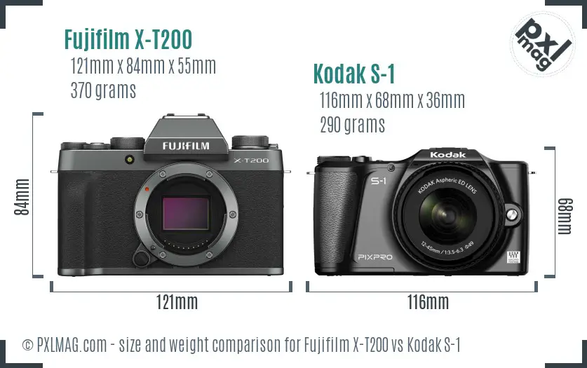 Fujifilm X-T200 vs Kodak S-1 size comparison