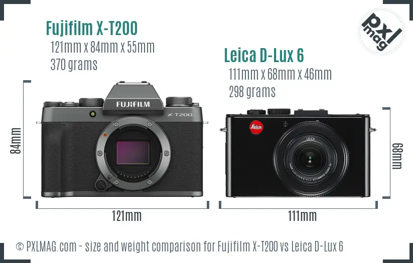 Fujifilm X-T200 vs Leica D-Lux 6 size comparison