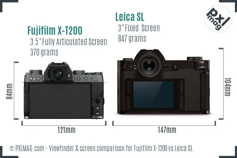 Fujifilm X-T200 vs Leica SL Screen and Viewfinder comparison