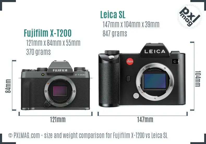 Fujifilm X-T200 vs Leica SL size comparison