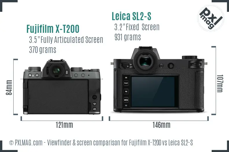 Fujifilm X-T200 vs Leica SL2-S Screen and Viewfinder comparison