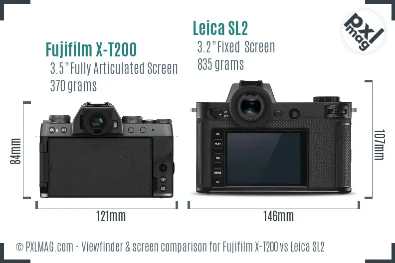 Fujifilm X-T200 vs Leica SL2 Screen and Viewfinder comparison