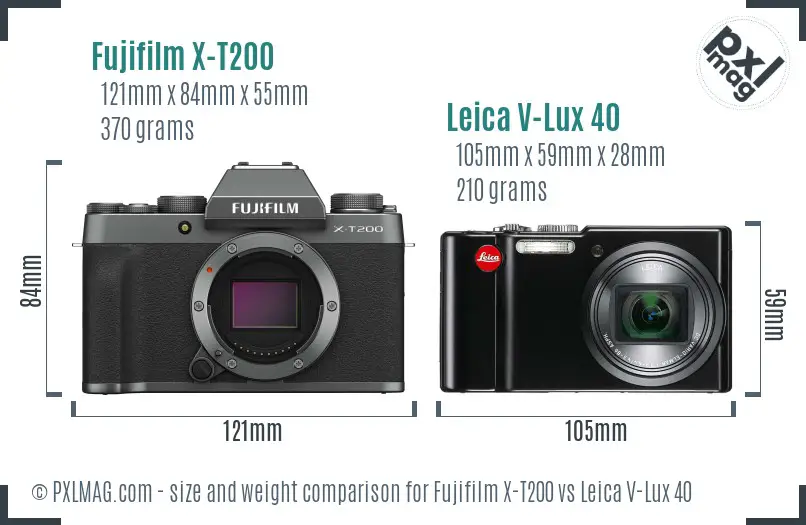 Fujifilm X-T200 vs Leica V-Lux 40 size comparison