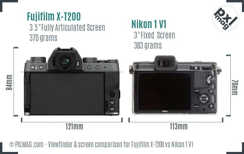 Fujifilm X-T200 vs Nikon 1 V1 Screen and Viewfinder comparison