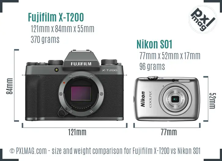 Fujifilm X-T200 vs Nikon S01 size comparison