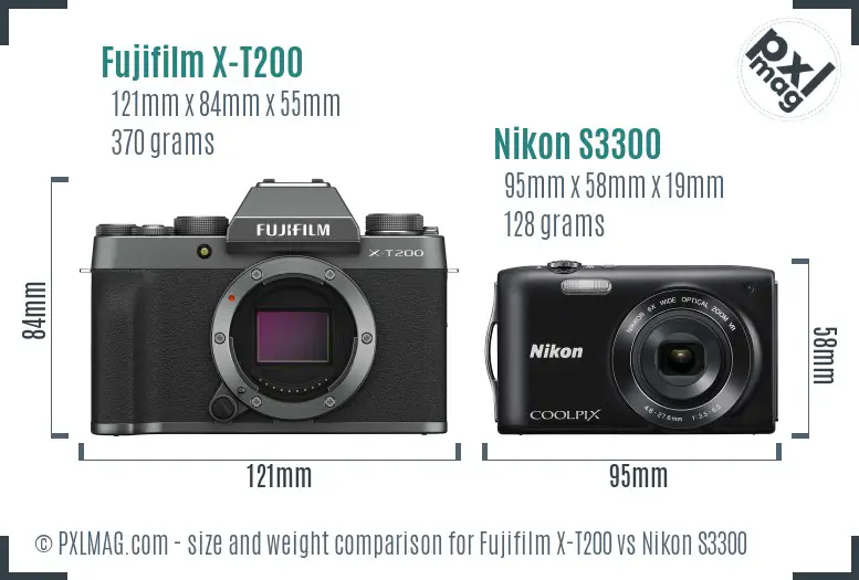 Fujifilm X-T200 vs Nikon S3300 size comparison