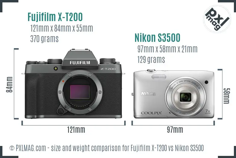 Fujifilm X-T200 vs Nikon S3500 size comparison