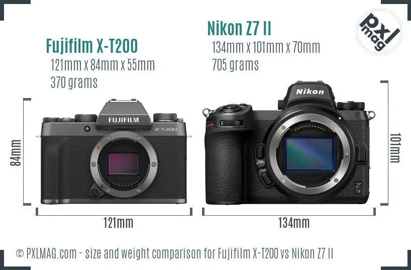 Fujifilm X-T200 vs Nikon Z7 II size comparison