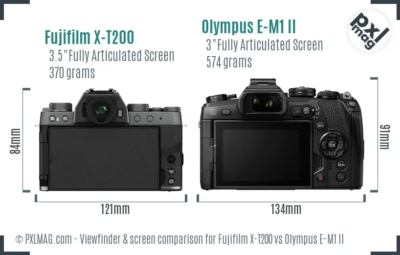 Fujifilm X-T200 vs Olympus E-M1 II Screen and Viewfinder comparison Fujifilm X-T200 vs Olympus E-M1 II Screen and Viewfinder comparison