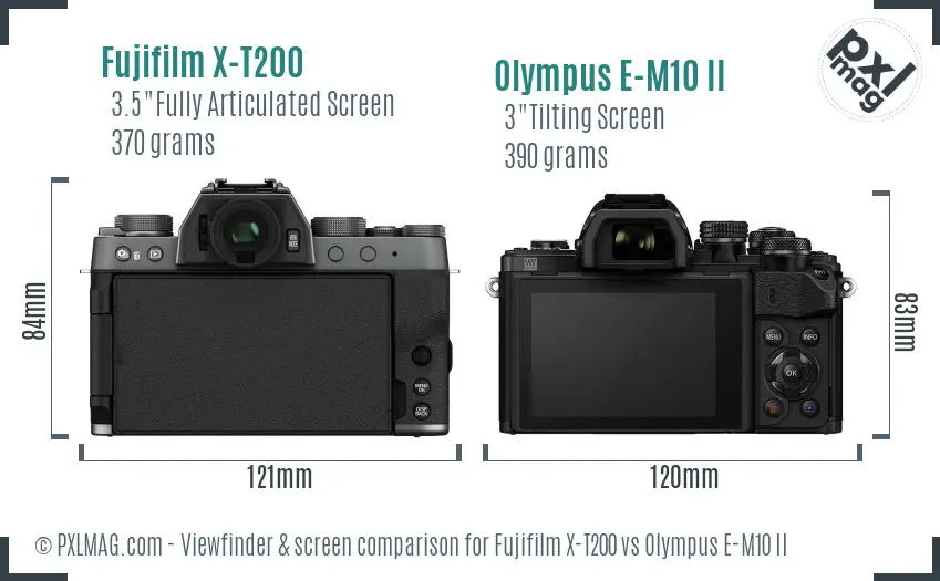 Fujifilm X-T200 vs Olympus E-M10 II Screen and Viewfinder comparison