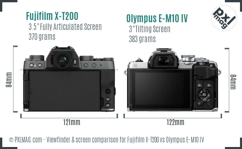 Fujifilm X-T200 vs Olympus E-M10 IV Screen and Viewfinder comparison
