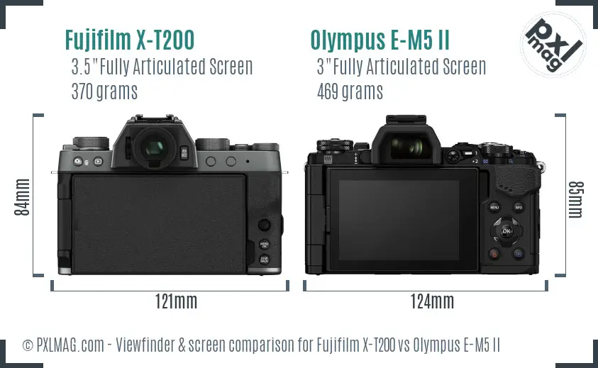 Fujifilm X-T200 vs Olympus E-M5 II Screen and Viewfinder comparison Fujifilm X-T200 vs Olympus E-M5 II Screen and Viewfinder comparison