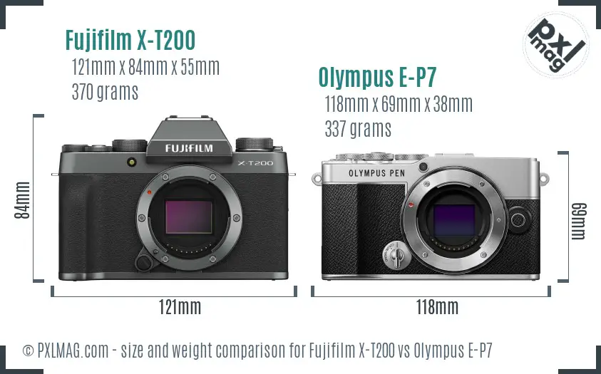 Fujifilm X-T200 vs Olympus E-P7 size comparison Fujifilm X-T200 vs Olympus E-P7 size comparison