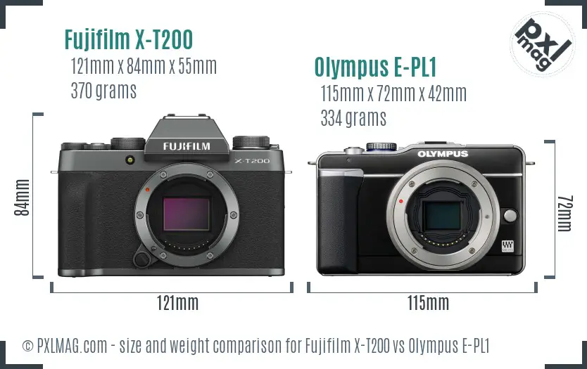 Fujifilm X-T200 vs Olympus E-PL1 size comparison