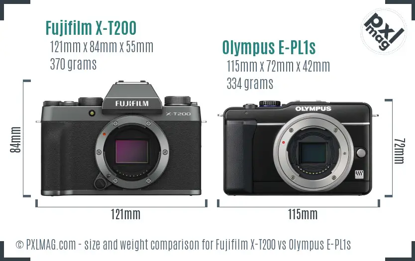 Fujifilm X-T200 vs Olympus E-PL1s size comparison