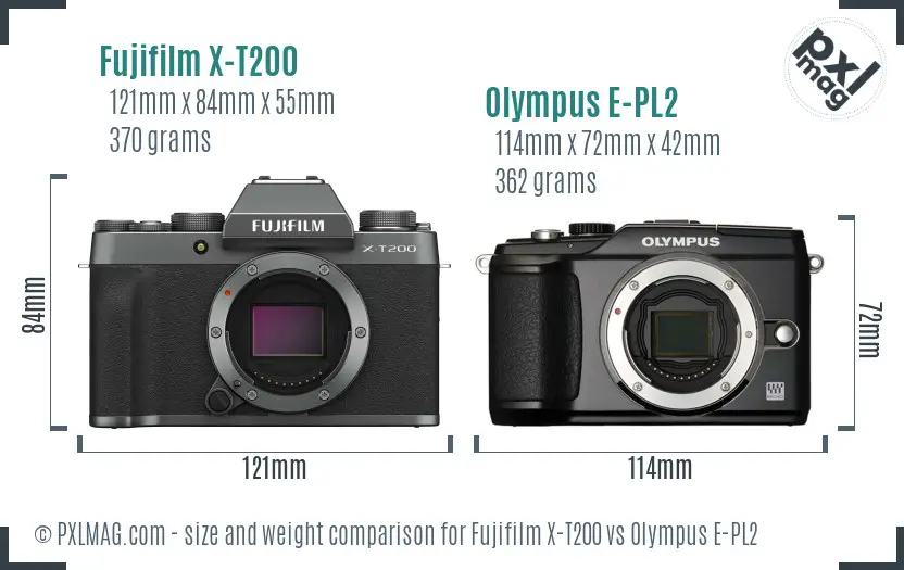 Fujifilm X-T200 vs Olympus E-PL2 size comparison
