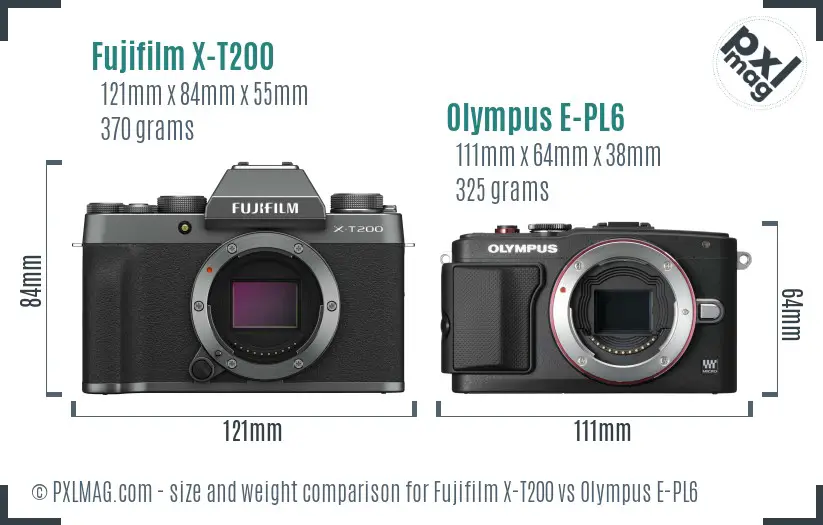Fujifilm X-T200 vs Olympus E-PL6 size comparison