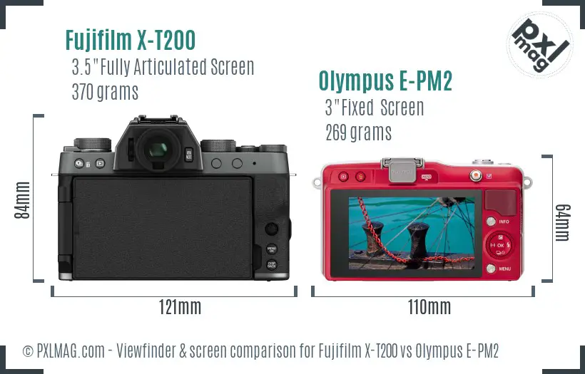 Fujifilm X-T200 vs Olympus E-PM2 Screen and Viewfinder comparison