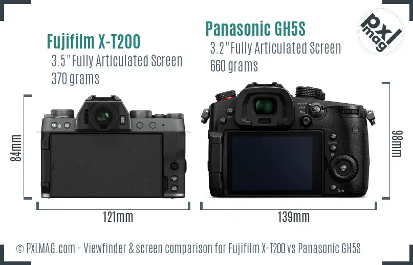 Fujifilm X-T200 vs Panasonic GH5S Screen and Viewfinder comparison