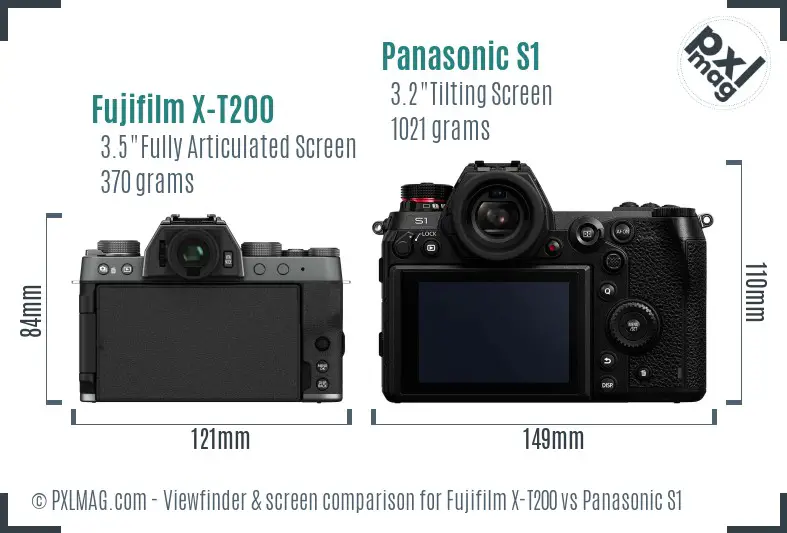 Fujifilm X-T200 vs Panasonic S1 Screen and Viewfinder comparison