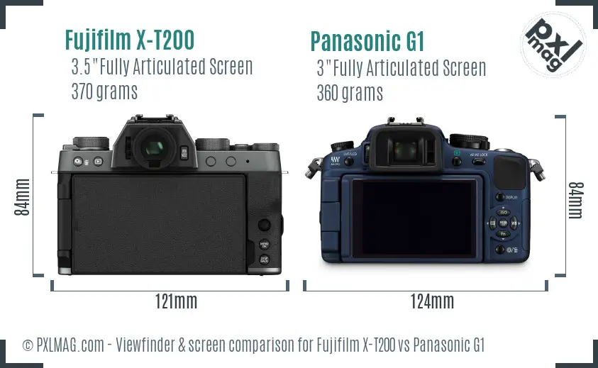 Fujifilm X-T200 vs Panasonic G1 Screen and Viewfinder comparison