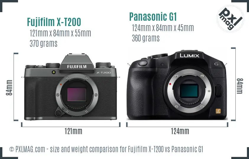 Fujifilm X-T200 vs Panasonic G1 size comparison