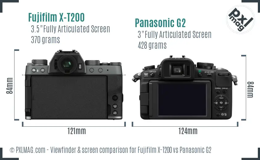Fujifilm X-T200 vs Panasonic G2 Screen and Viewfinder comparison