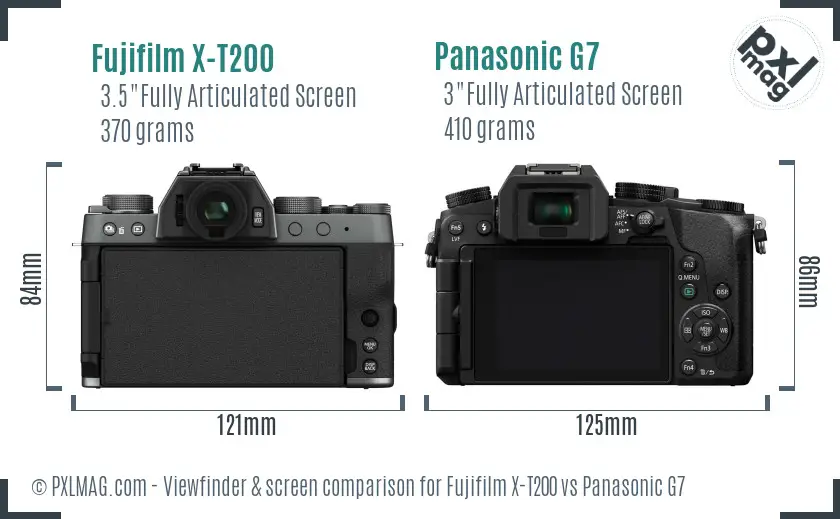 Fujifilm X-T200 vs Panasonic G7 Screen and Viewfinder comparison