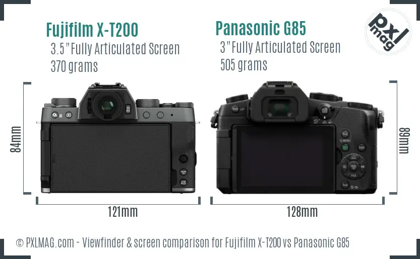 Fujifilm X-T200 vs Panasonic G85 Screen and Viewfinder comparison