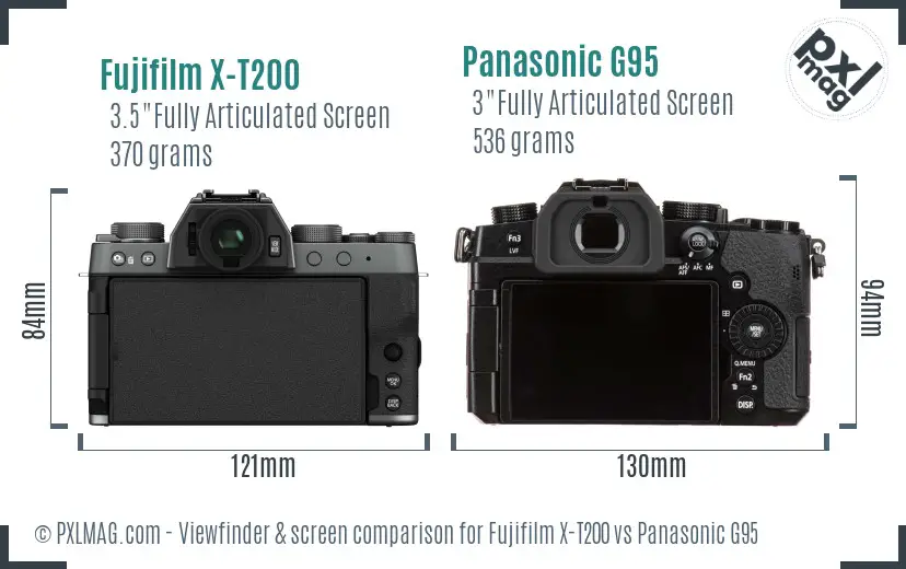 Fujifilm X-T200 vs Panasonic G95 Screen and Viewfinder comparison