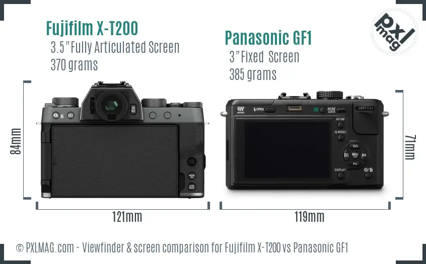 Fujifilm X-T200 vs Panasonic GF1 Screen and Viewfinder comparison