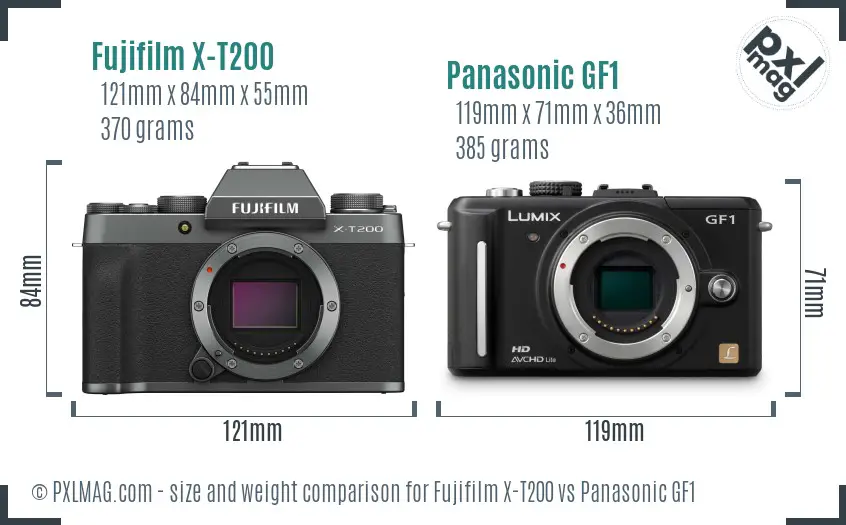 Fujifilm X-T200 vs Panasonic GF1 size comparison