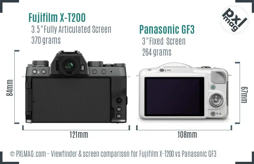 Fujifilm X-T200 vs Panasonic GF3 Screen and Viewfinder comparison