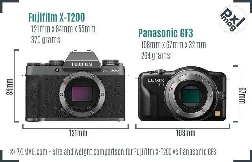 Fujifilm X-T200 vs Panasonic GF3 size comparison