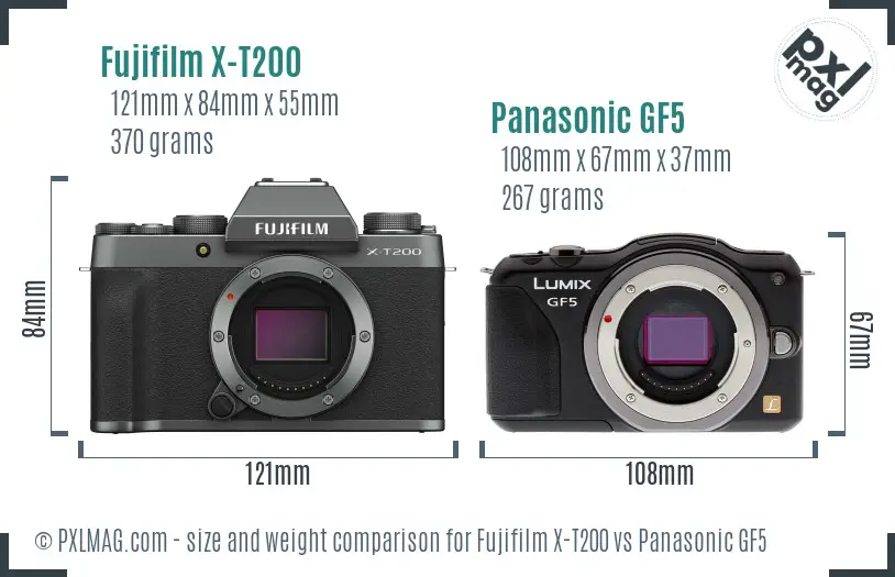 Fujifilm X-T200 vs Panasonic GF5 size comparison