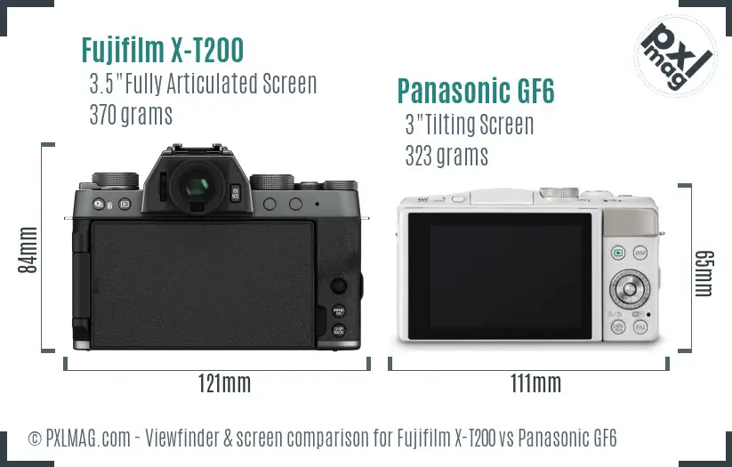Fujifilm X-T200 vs Panasonic GF6 Screen and Viewfinder comparison