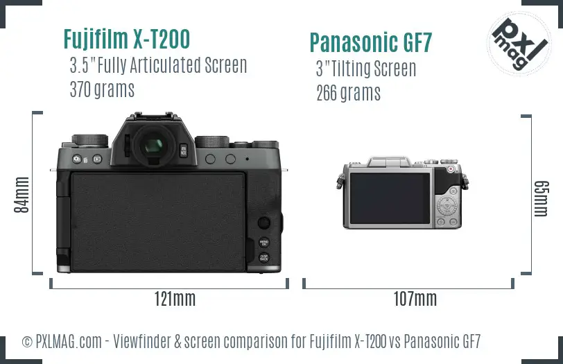 Fujifilm X-T200 vs Panasonic GF7 Screen and Viewfinder comparison