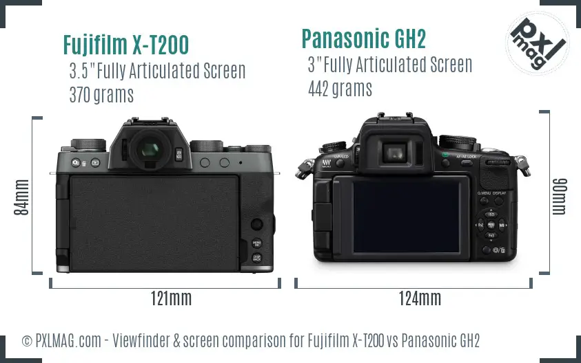 Fujifilm X-T200 vs Panasonic GH2 Screen and Viewfinder comparison