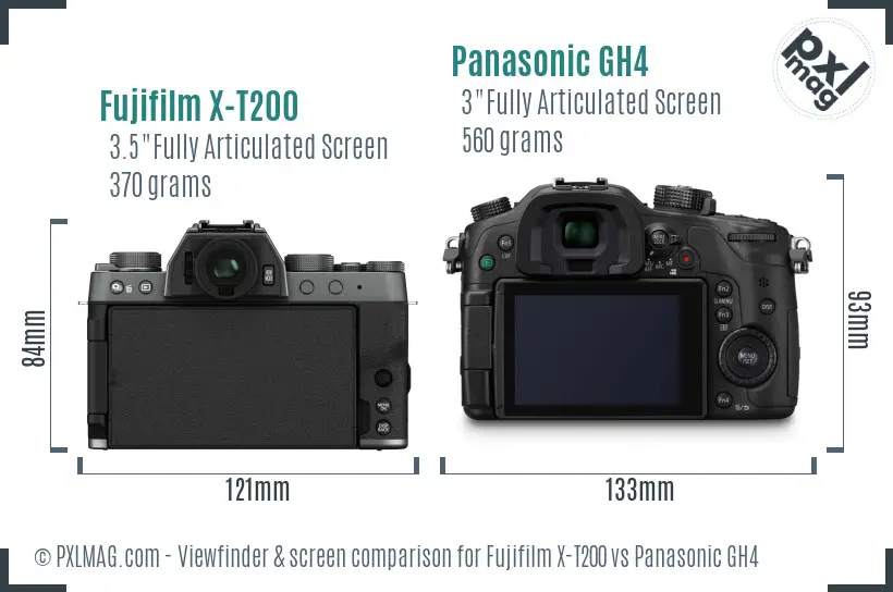 Fujifilm X-T200 vs Panasonic GH4 Screen and Viewfinder comparison