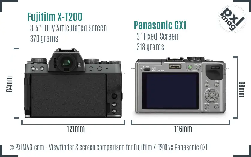 Fujifilm X-T200 vs Panasonic GX1 Screen and Viewfinder comparison