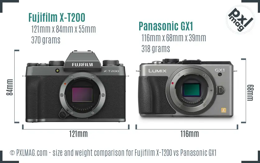 Fujifilm X-T200 vs Panasonic GX1 size comparison