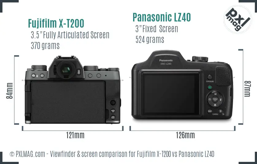 Fujifilm X-T200 vs Panasonic LZ40 Screen and Viewfinder comparison