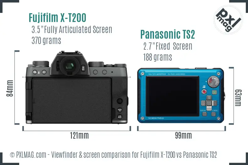 Fujifilm X-T200 vs Panasonic TS2 Screen and Viewfinder comparison