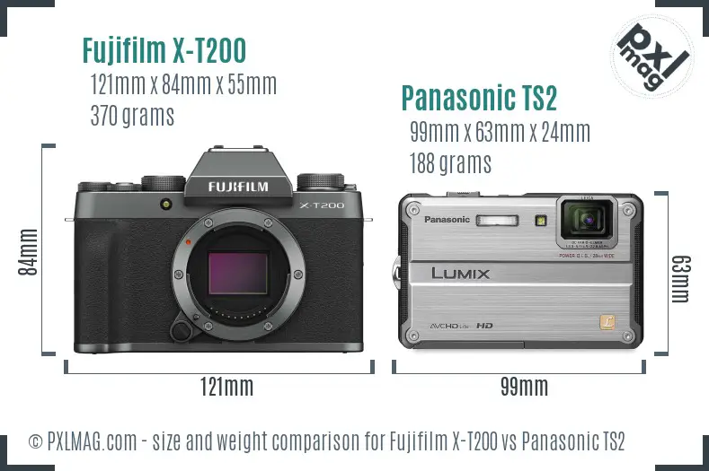 Fujifilm X-T200 vs Panasonic TS2 size comparison