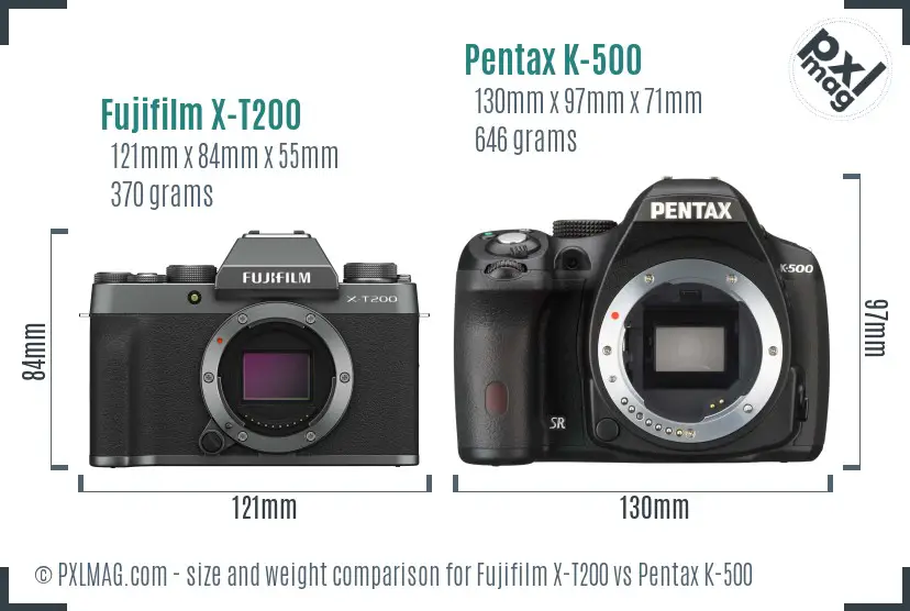 Fujifilm X-T200 vs Pentax K-500 size comparison