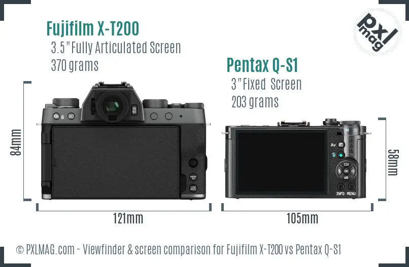 Fujifilm X-T200 vs Pentax Q-S1 Screen and Viewfinder comparison