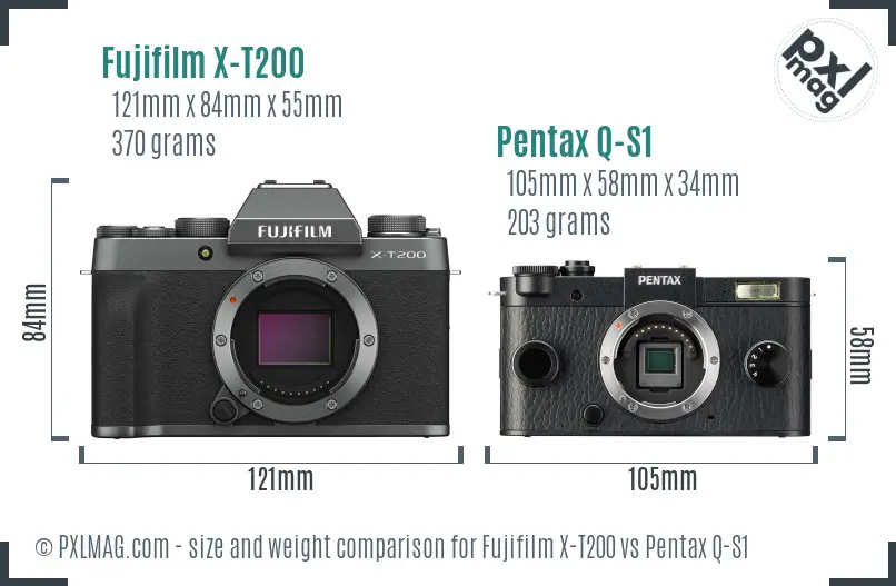 Fujifilm X-T200 vs Pentax Q-S1 size comparison