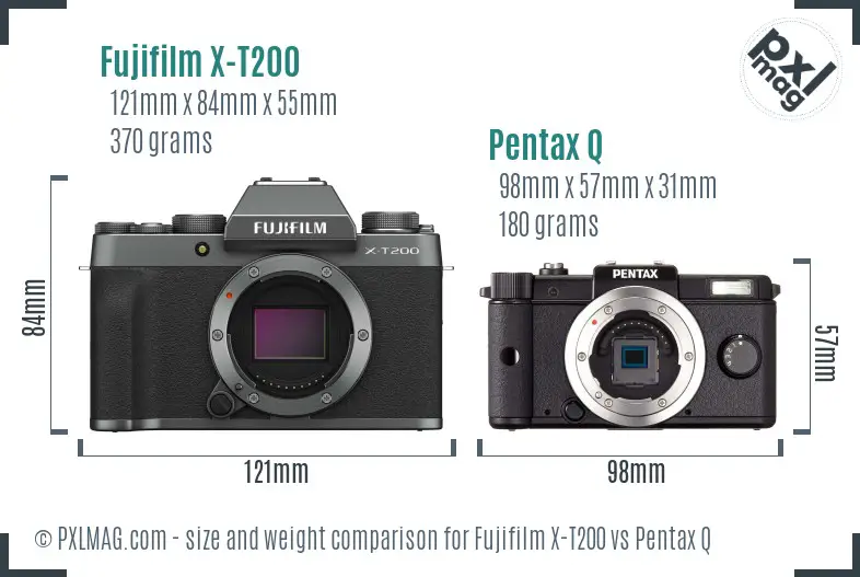 Fujifilm X-T200 vs Pentax Q size comparison